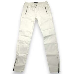 BEBE Optic White Skinny Jeans With zipper Details Size 29